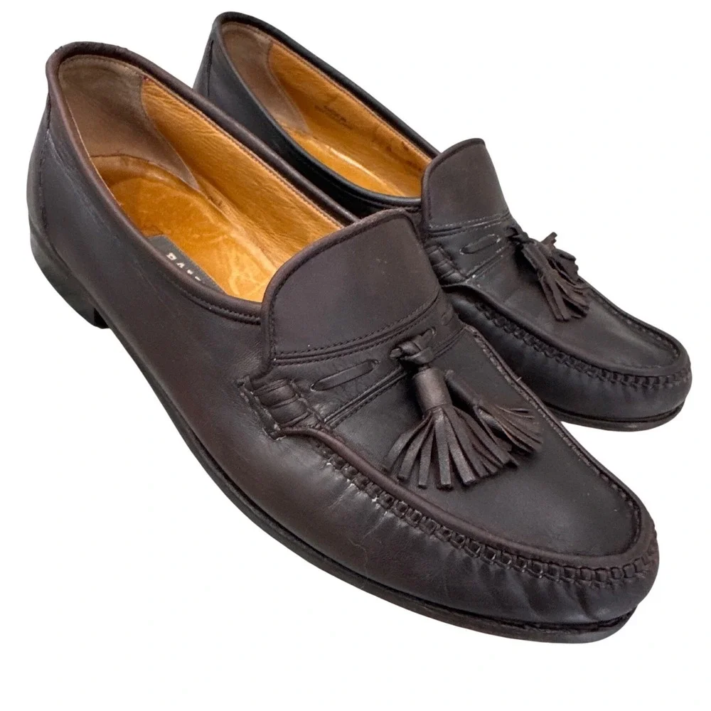 Men's dark brown leather tassel loafers by Bally‎ of Switzerland buttery leather